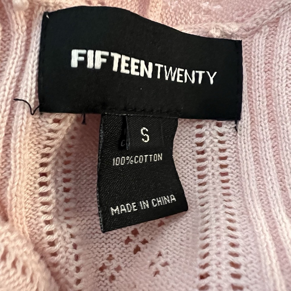 Fifteen Twenty Small Pointelle Faux Wrap Pink Top Knit Soft Girl Balletcore - Picture 9 of 9